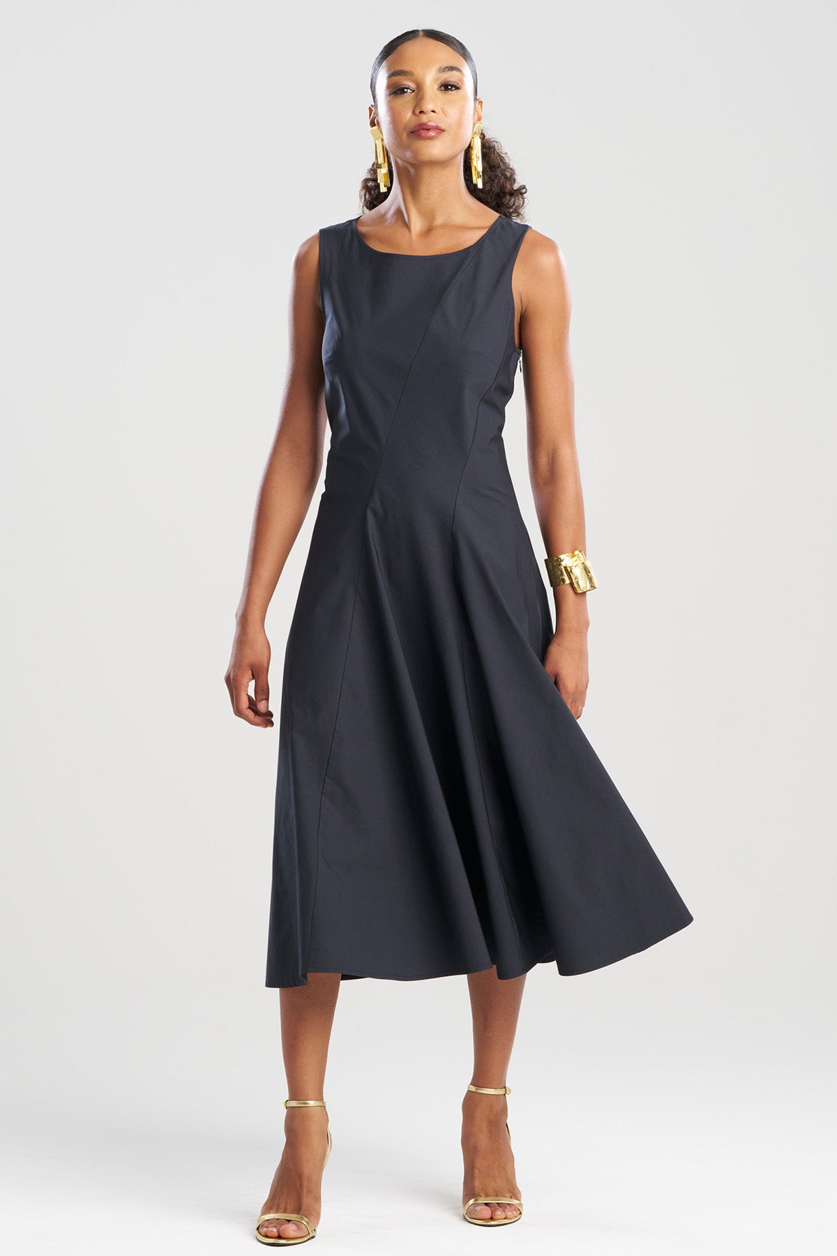 Tech Cotton Taffeta Asymmetrical Seam Dress