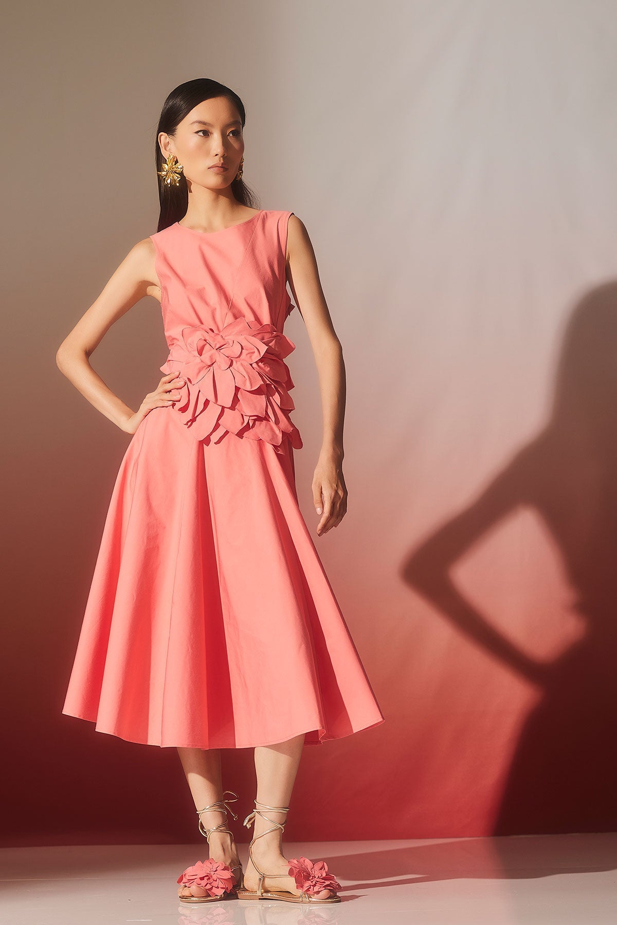 Tech Cotton Taffeta Asymmetrical Seam Dress