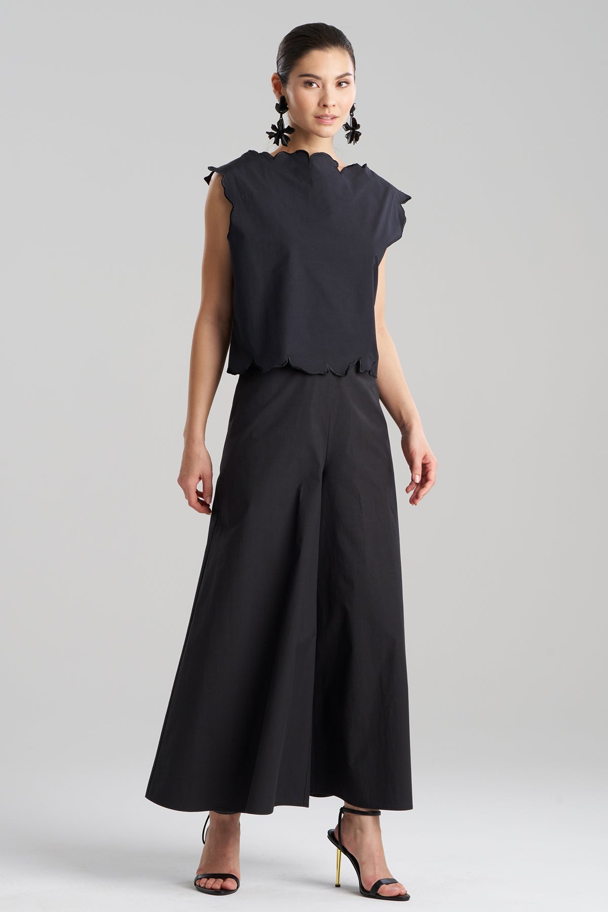 Tech Cotton Taffeta Embroidered Square Top