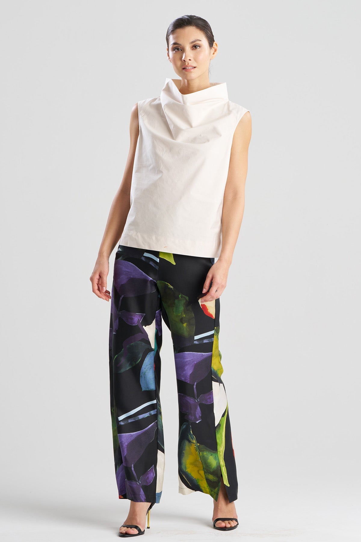 Tech Cotton Taffeta Funnel Neck Top