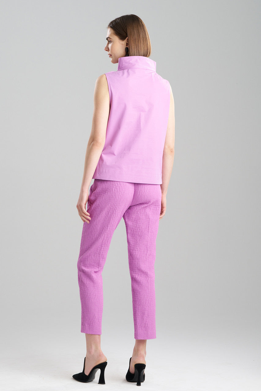 Tech Cotton Taffeta Funnel Neck Top