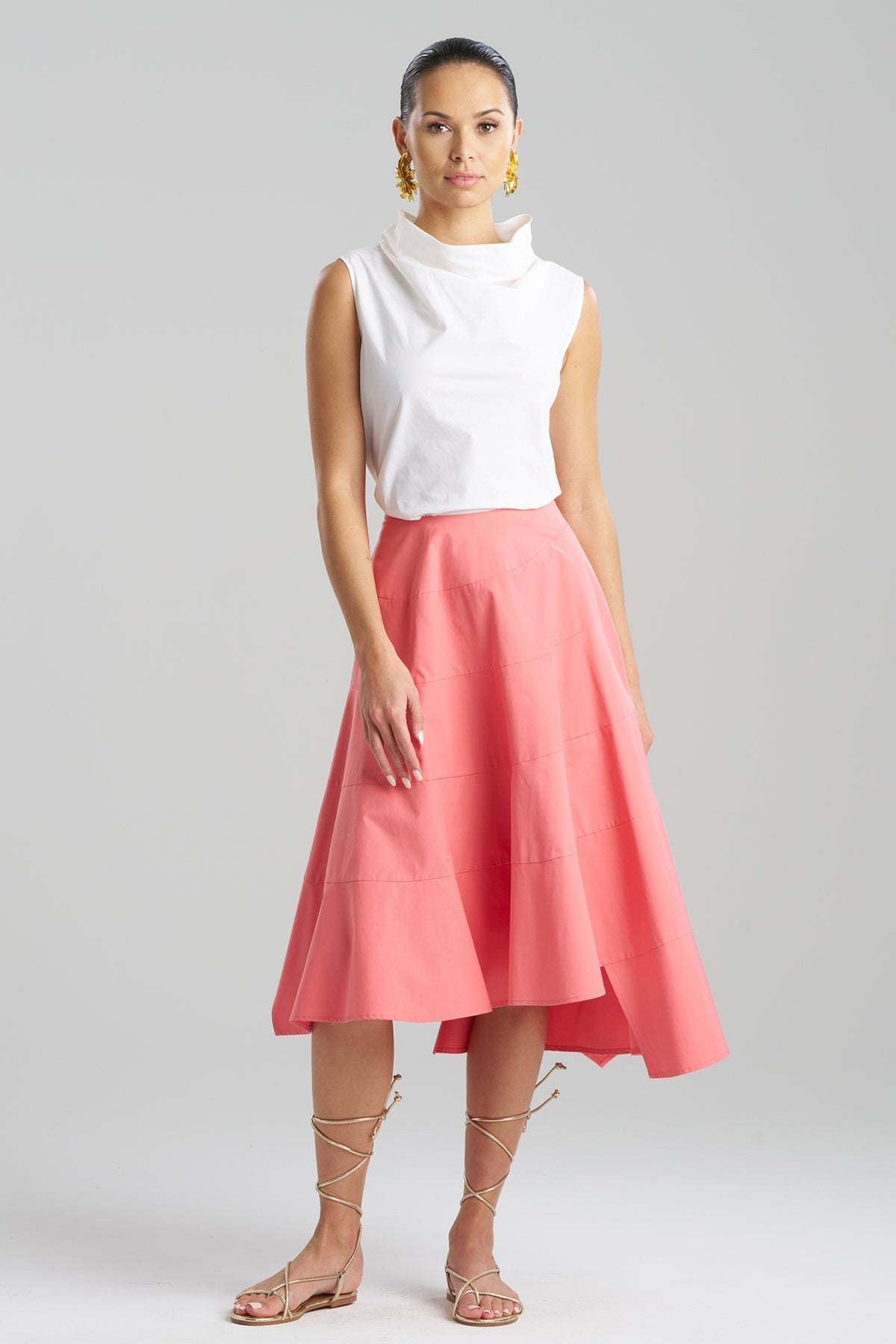 Tech Cotton Taffeta Origami Spiral Skirt