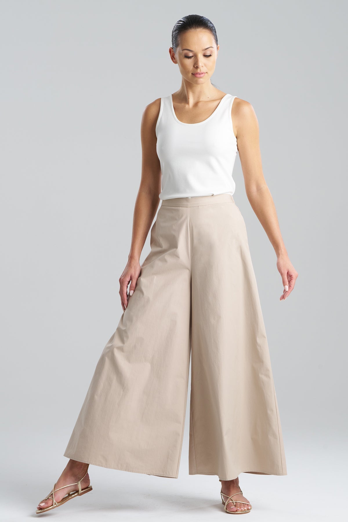 Tech Cotton Taffeta Palazzo Pants