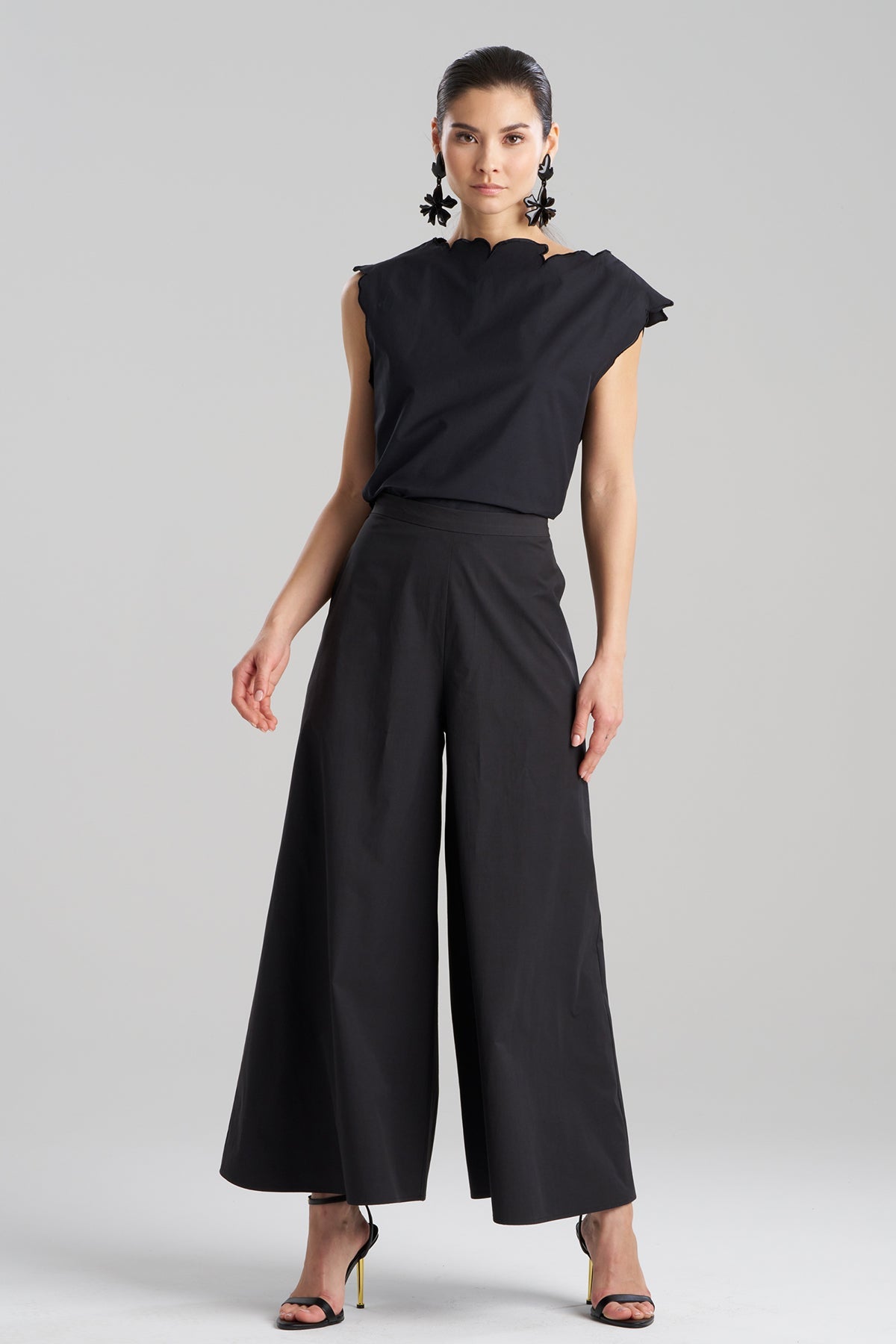 Tech Cotton Taffeta Palazzo Pants