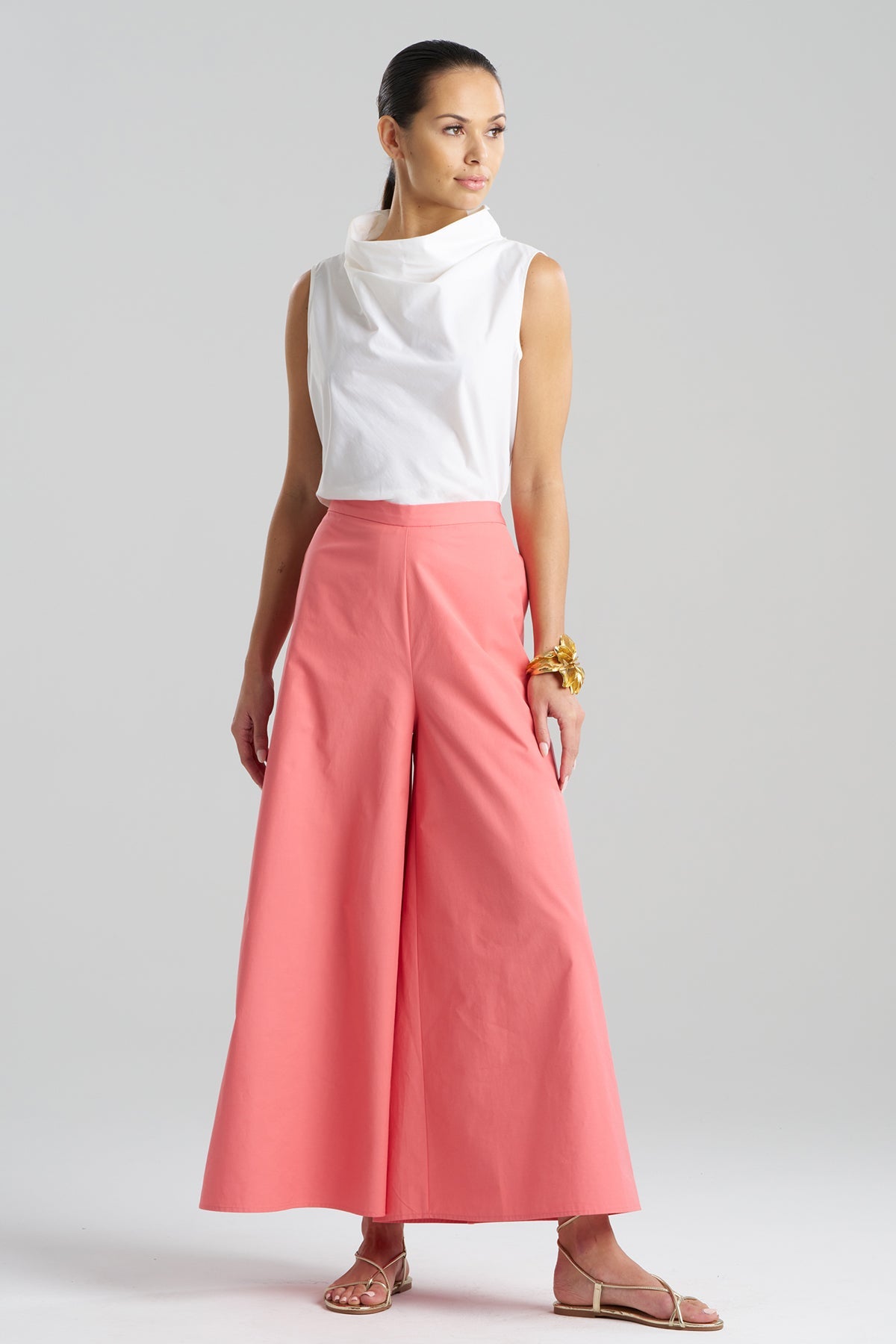 Tech Cotton Taffeta Palazzo Pants