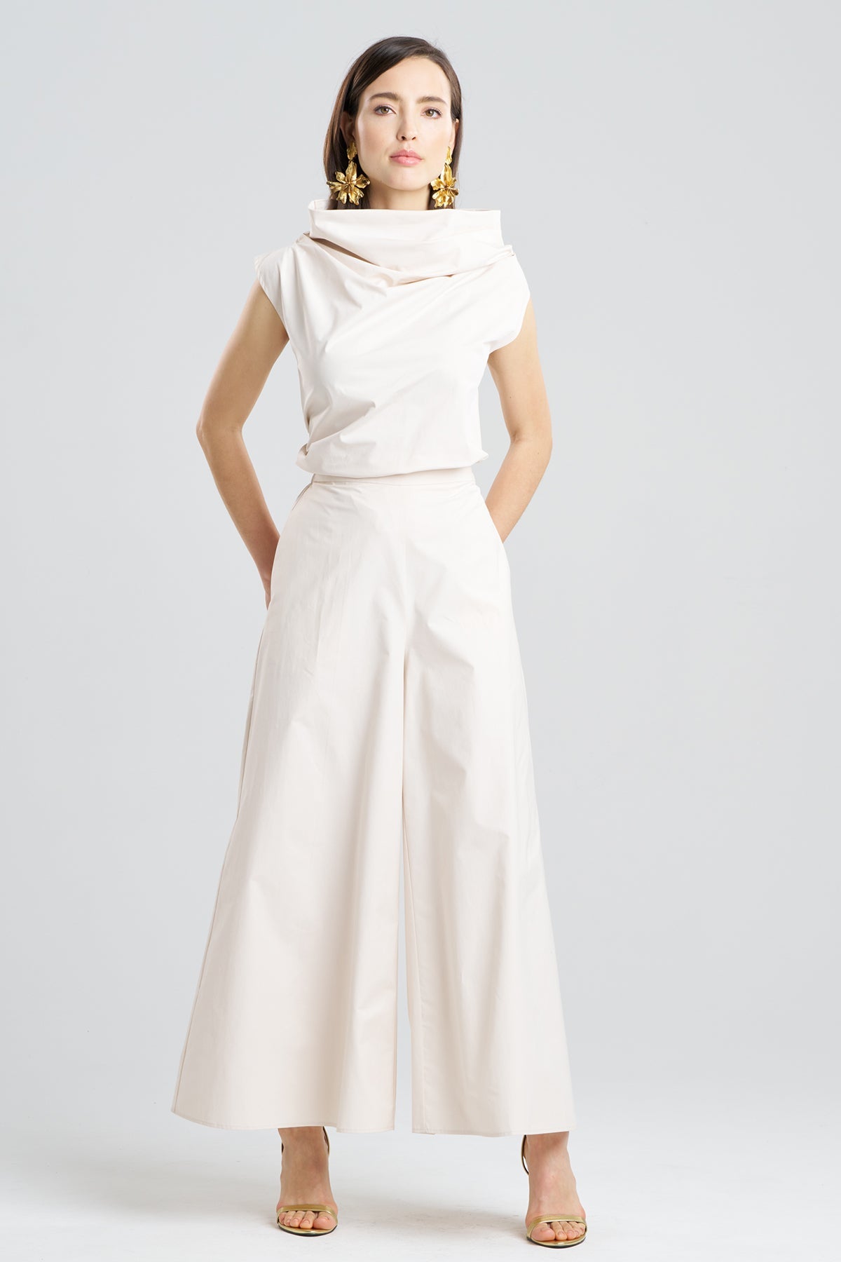 Tech Cotton Taffeta Palazzo Pants