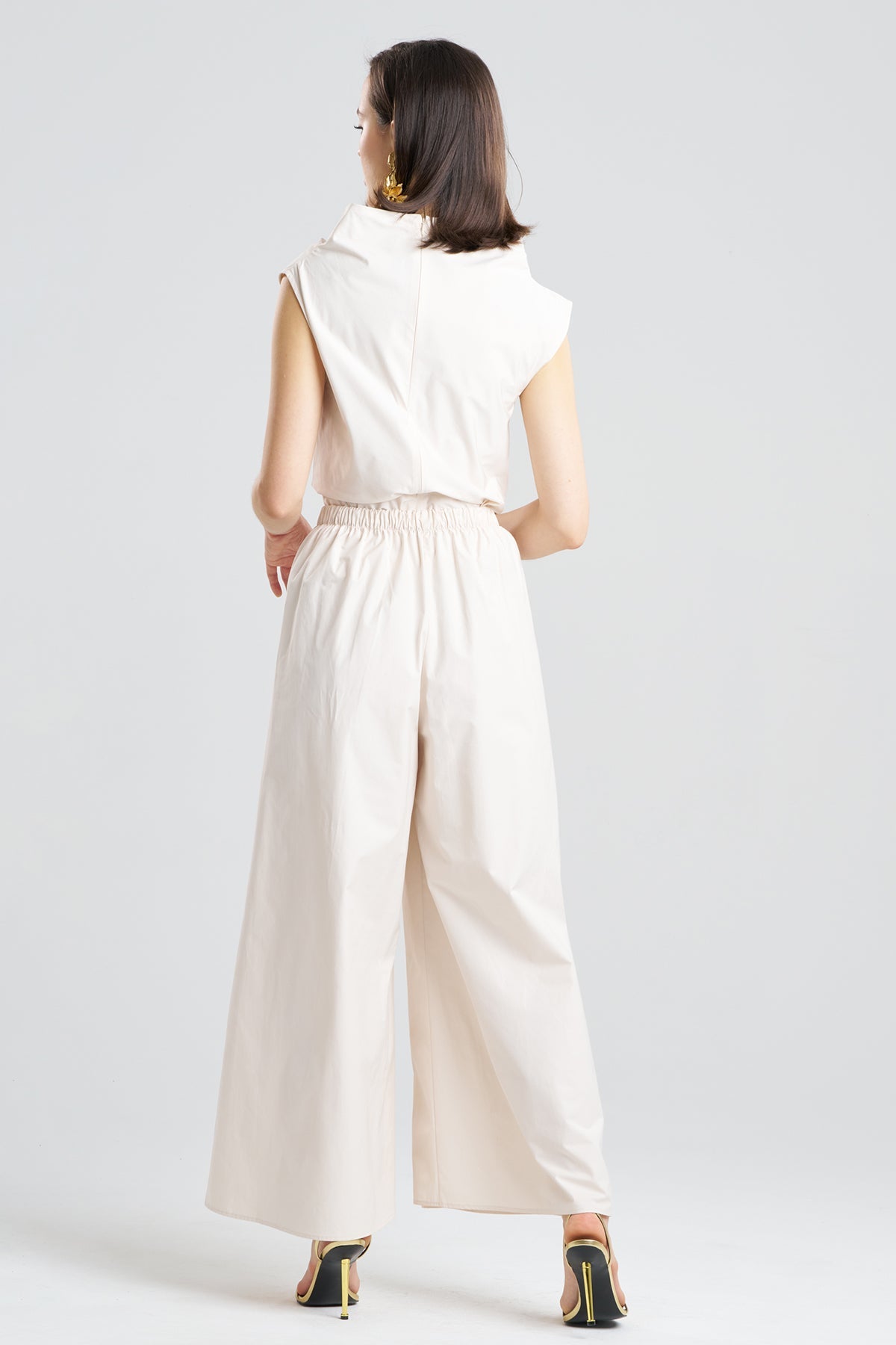Tech Cotton Taffeta Palazzo Pants