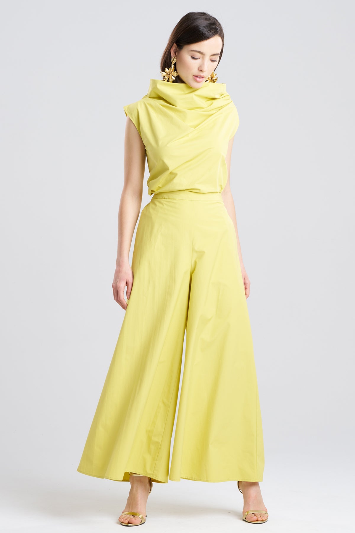 Tech Cotton Taffeta Palazzo Pants