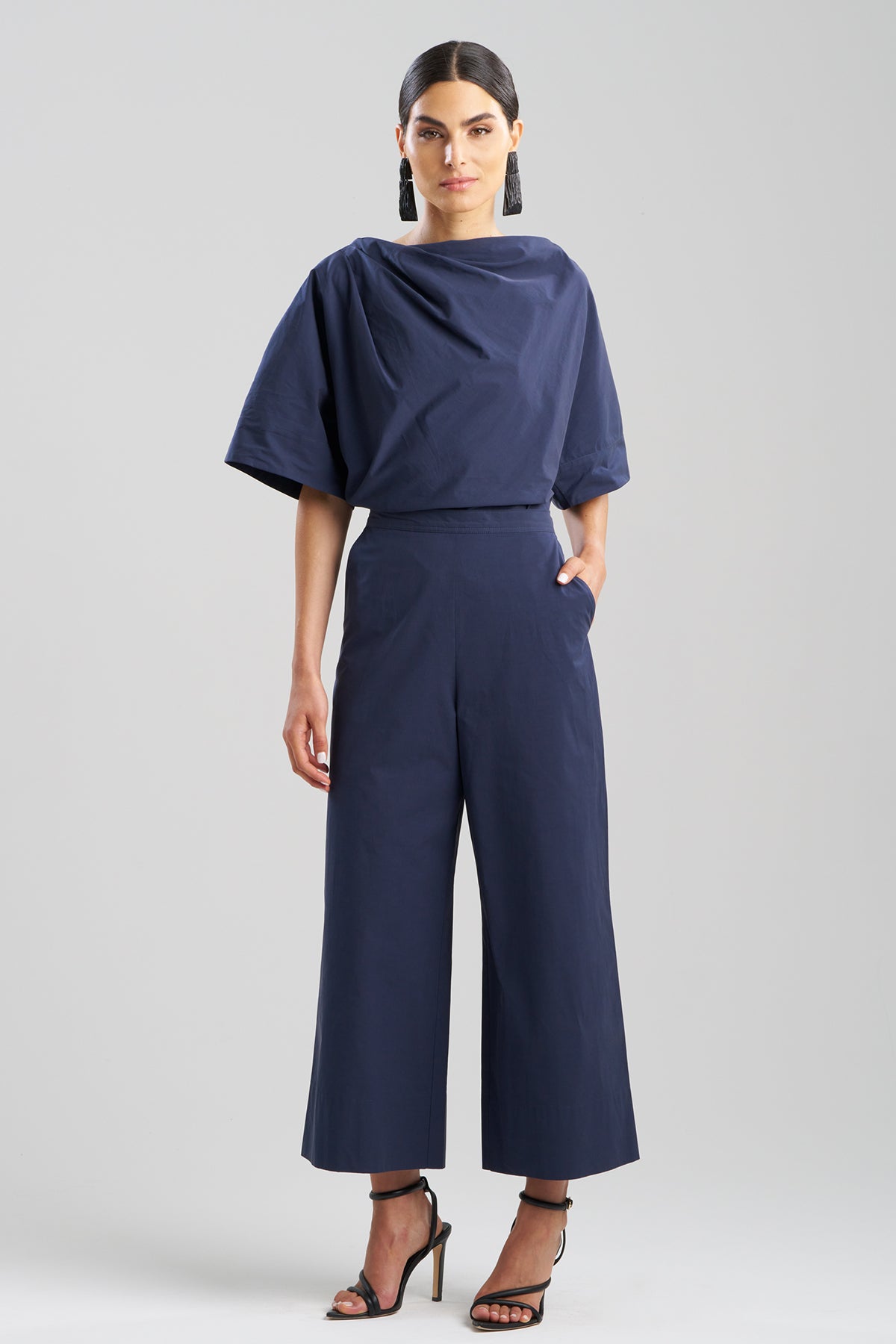 Tech Cotton Taffeta Pull Over Cropped Pants