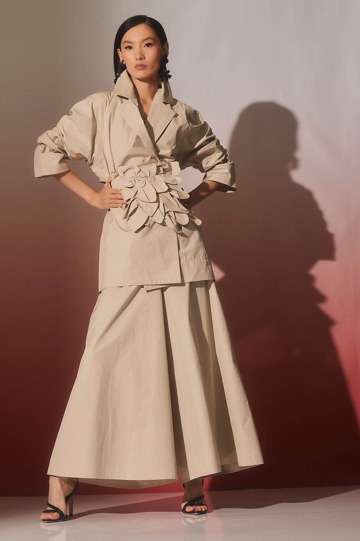 Tech Cotton Taffeta Palazzo Pants