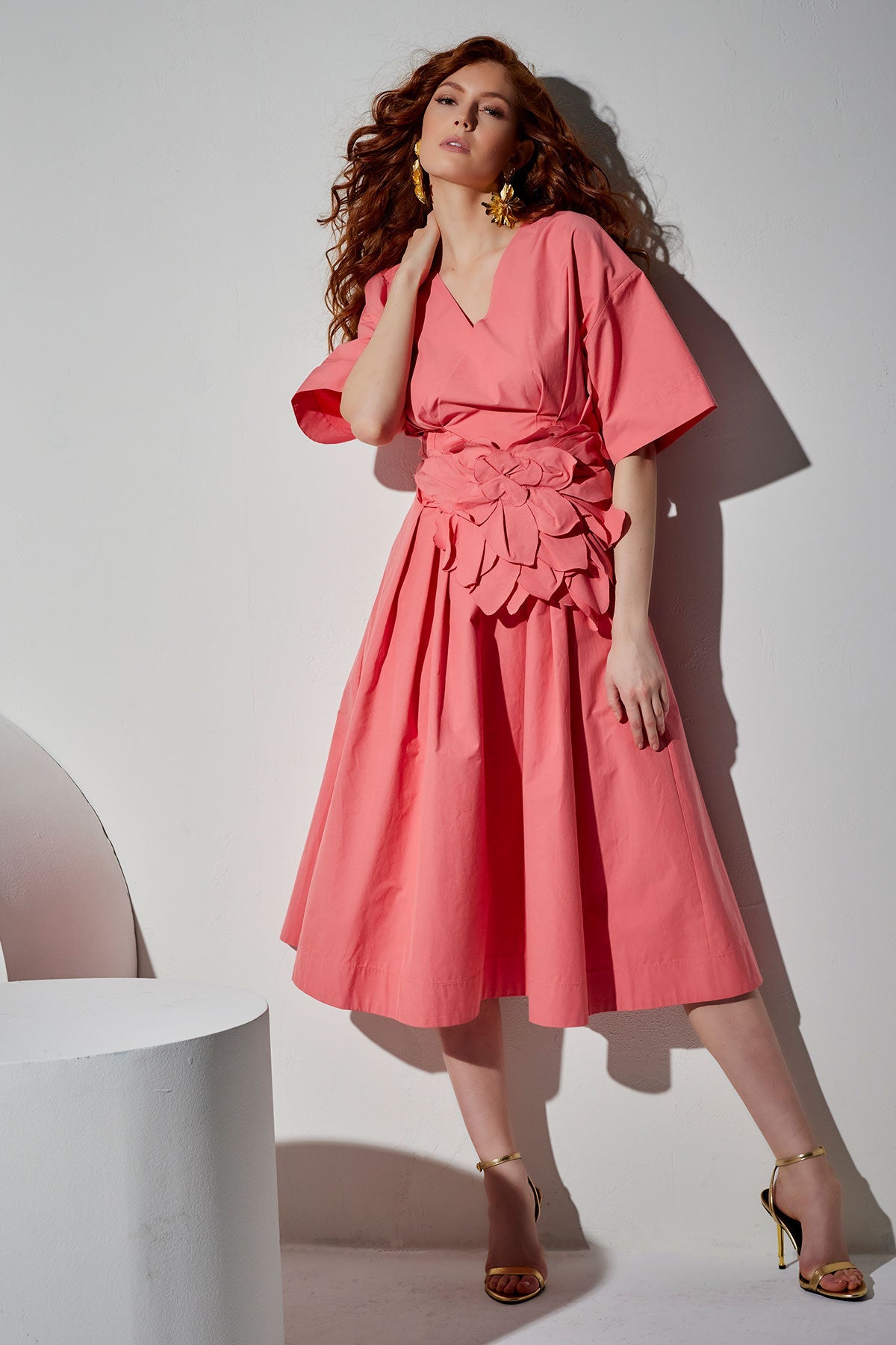 Tech Cotton Taffeta V-Neck Dress