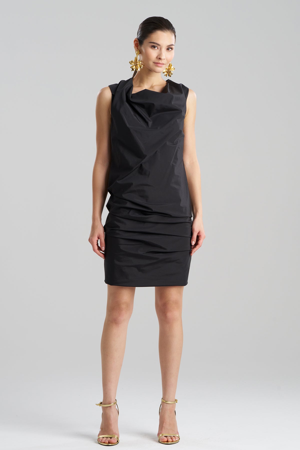 Techno Poplin Asymmetrical Origami Dress