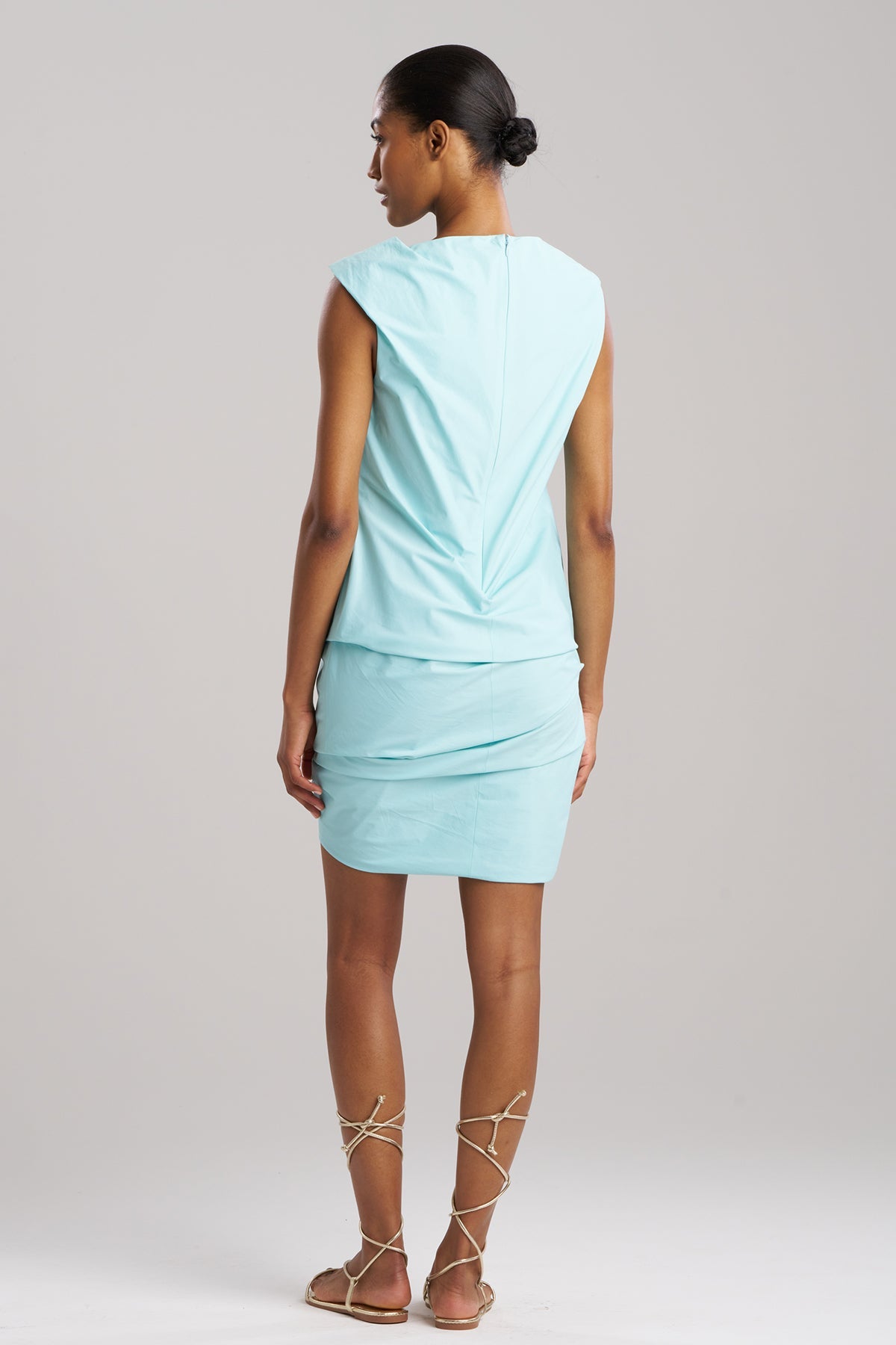 Techno Poplin Asymmetrical Origami Dress