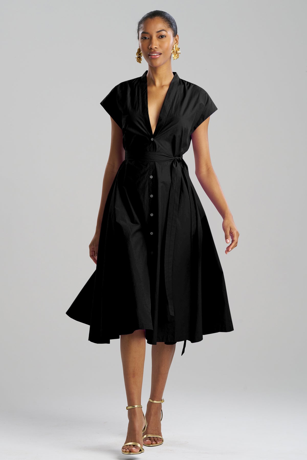 Techno Poplin Tie Front Dress