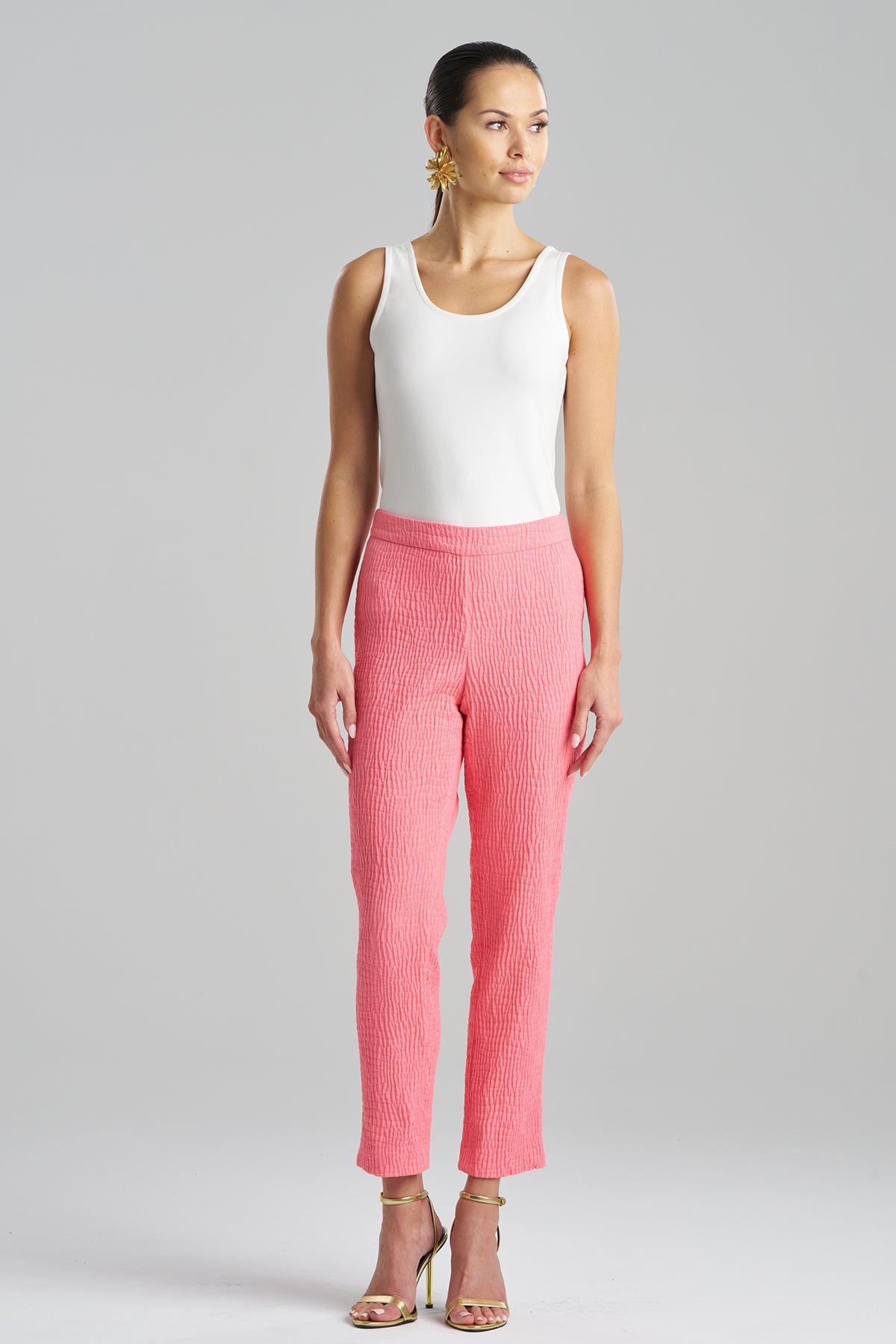 Textured Cotton Jacquard Ankle Pants
