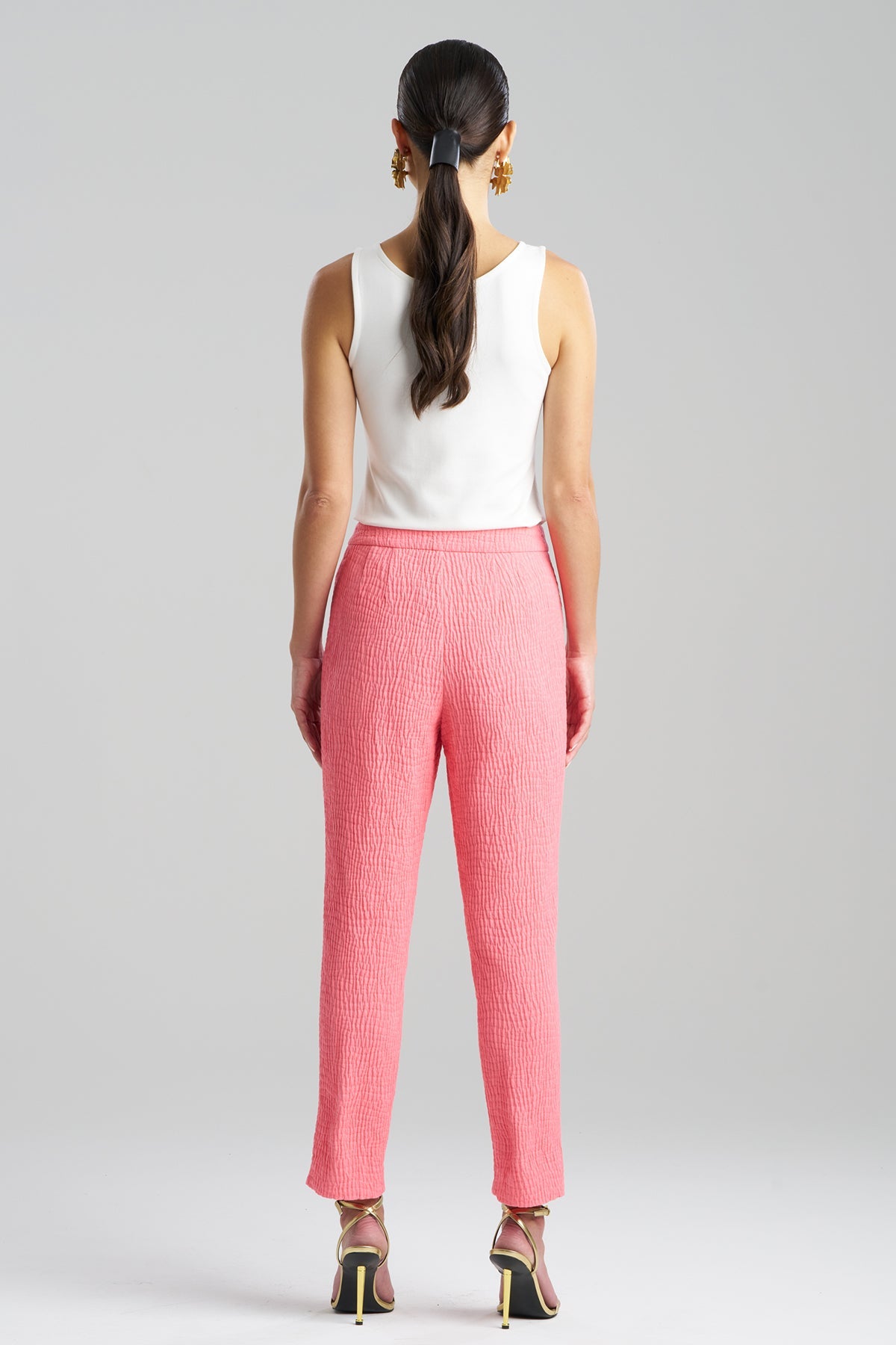 Textured Cotton Jacquard Ankle Pants