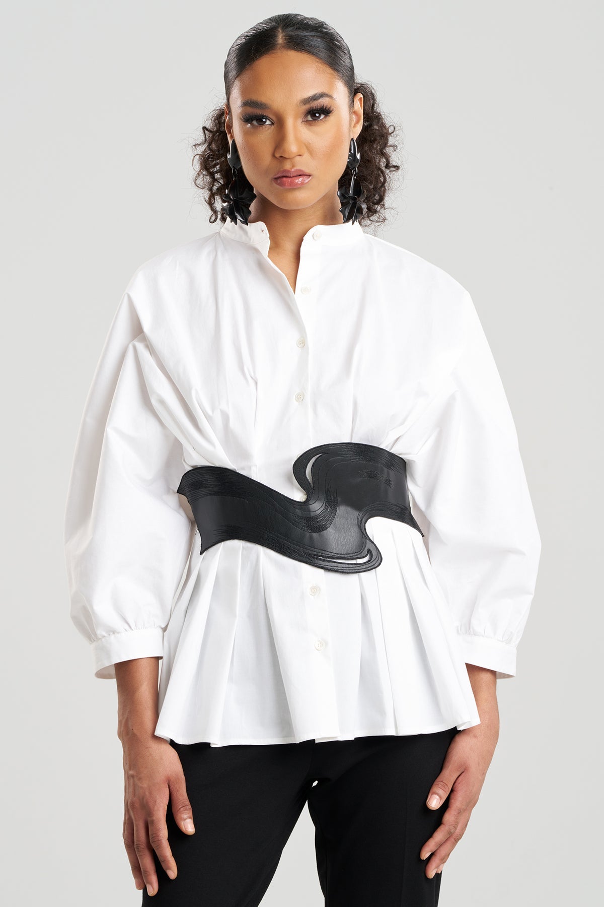 Vegan Luxe Lambskin Stitched Obi Belt