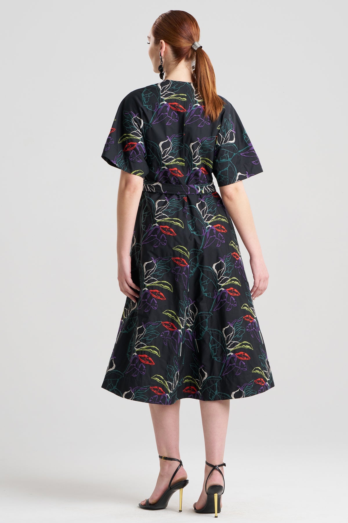 Yoru Embroidered Cotton Poplin Kimono Wrap Dress