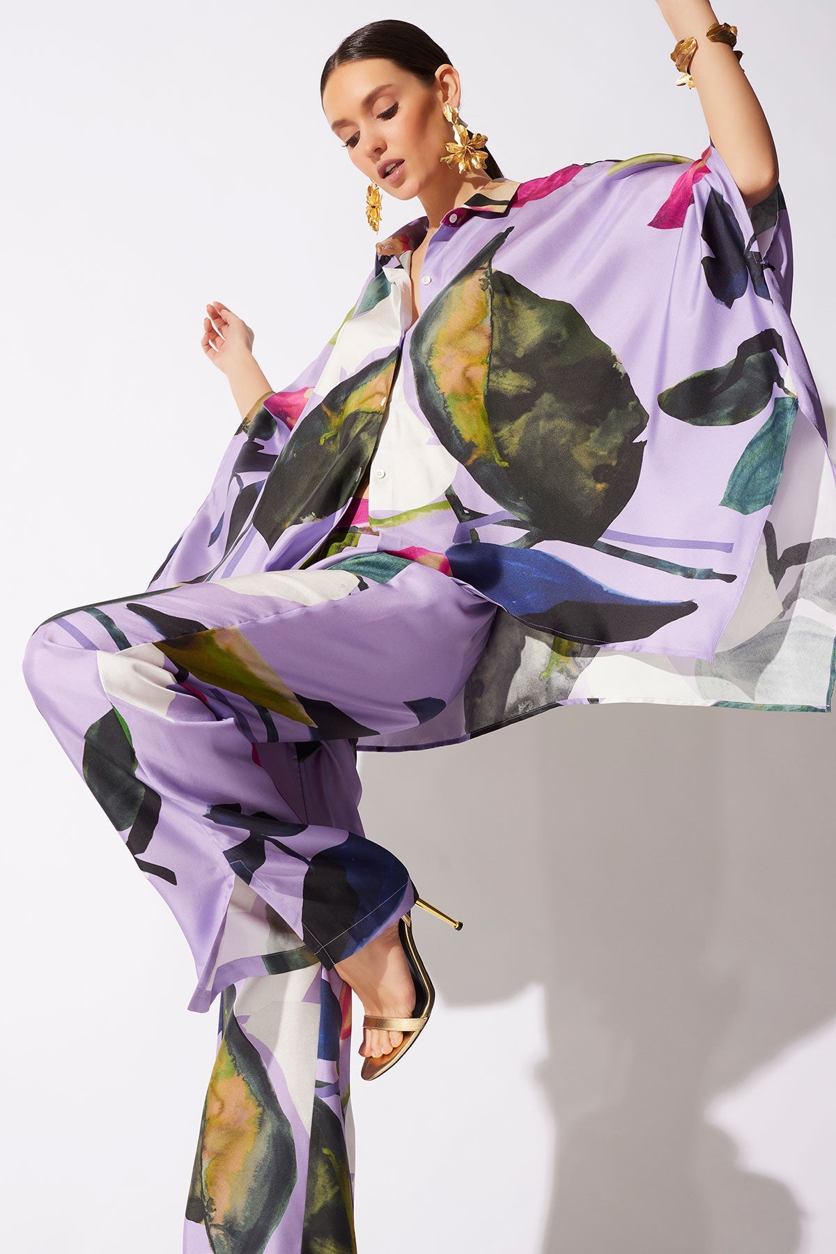 Yoru Silk Twill Button Down Caftan Shirt