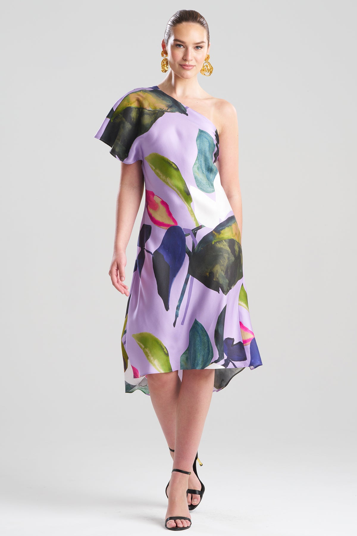 Yoru Silk Twill One Shoulder Dress