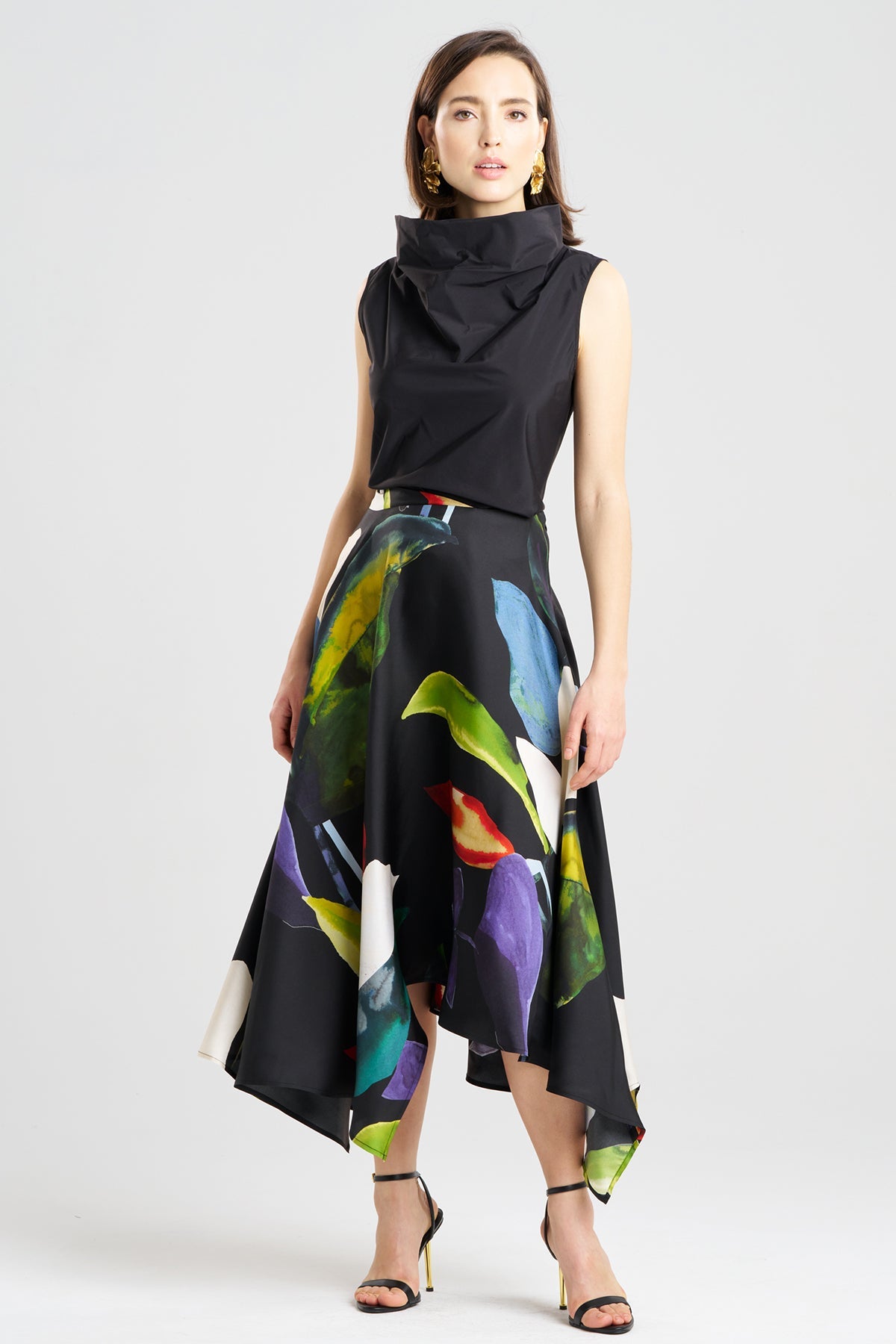 Yoru Silk Twill Origami Maxi Skirt