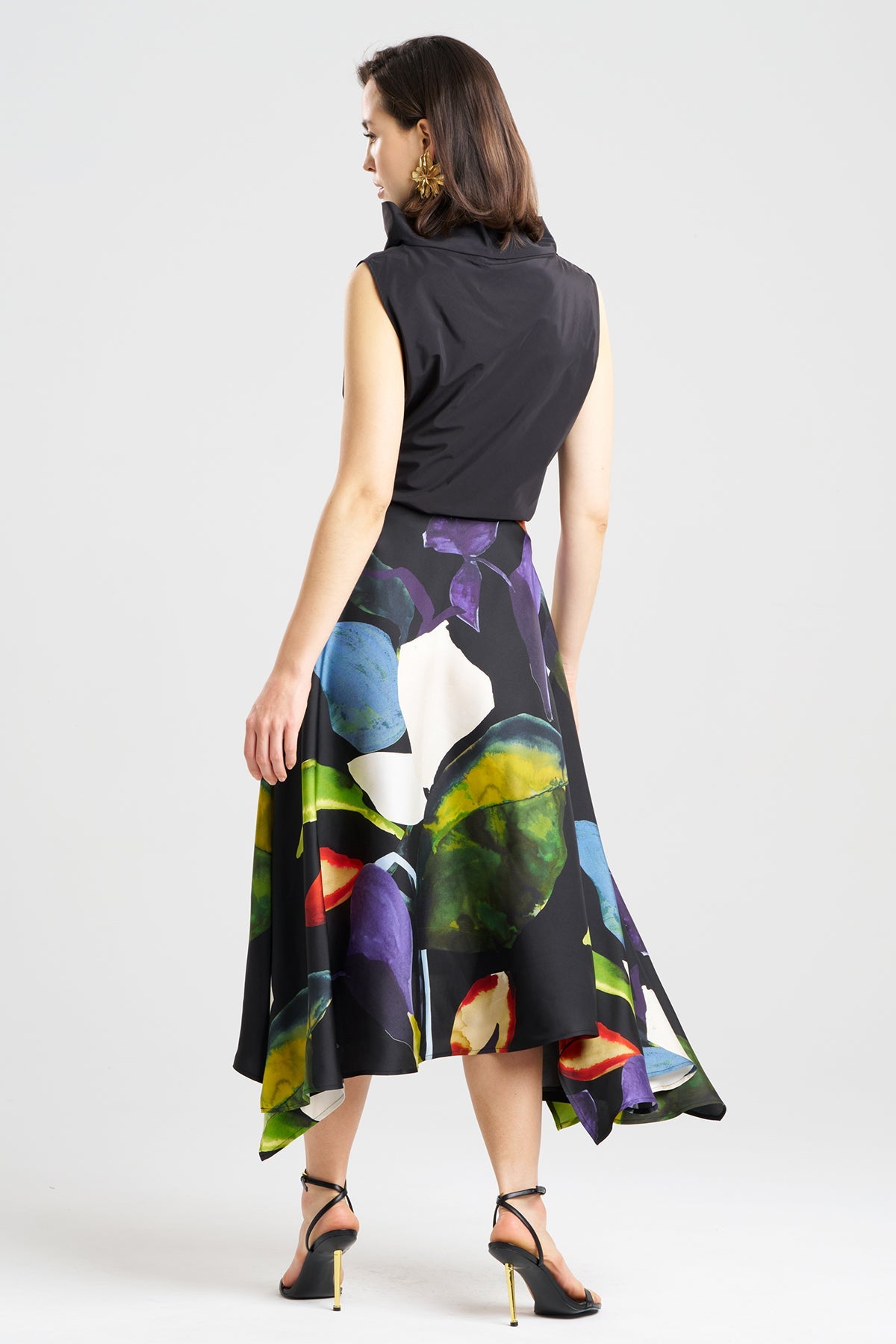 Yoru Silk Twill Origami Maxi Skirt