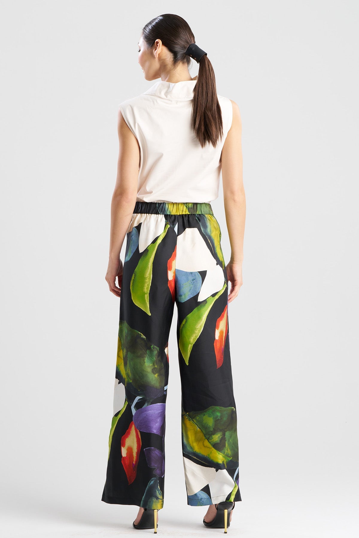 Yoru Silk Twill Wide Pull On Pants