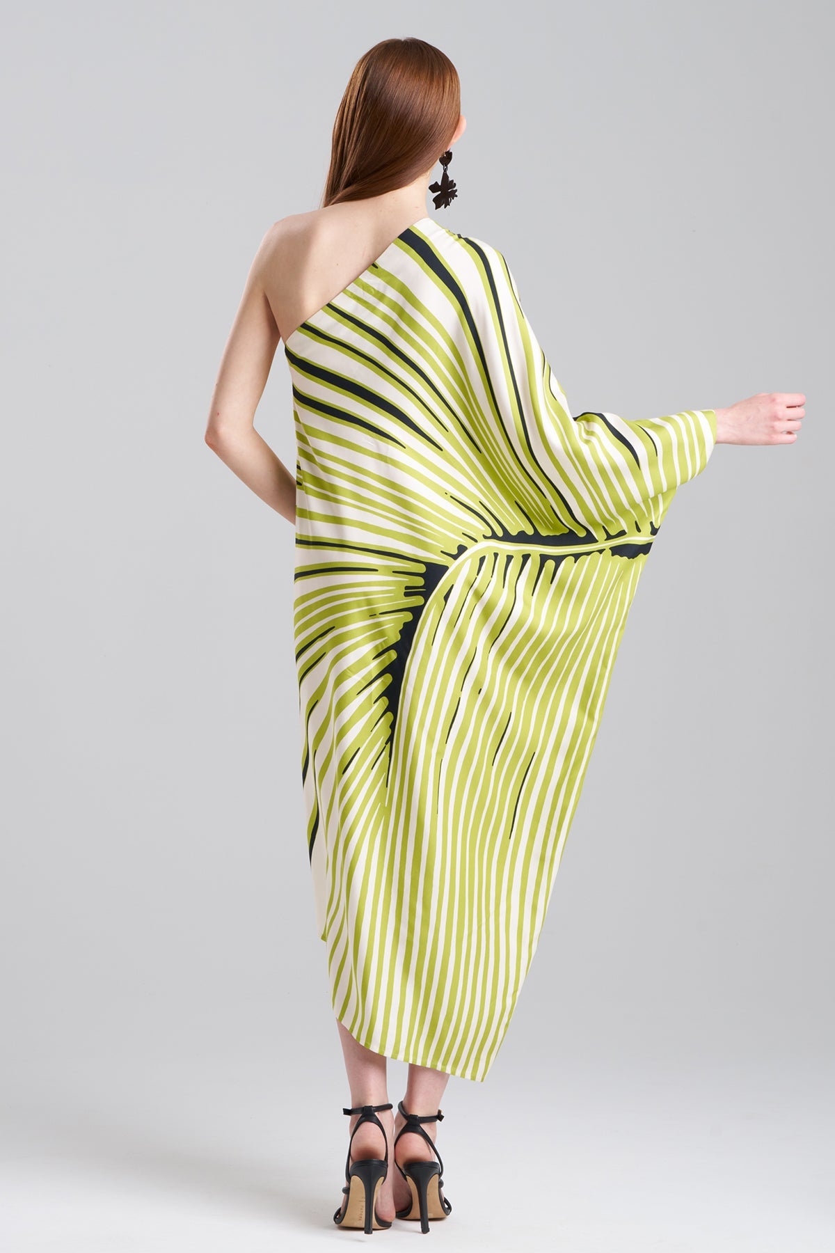 Yoshinoki Cotton Silk One Shoulder Caftan Dress