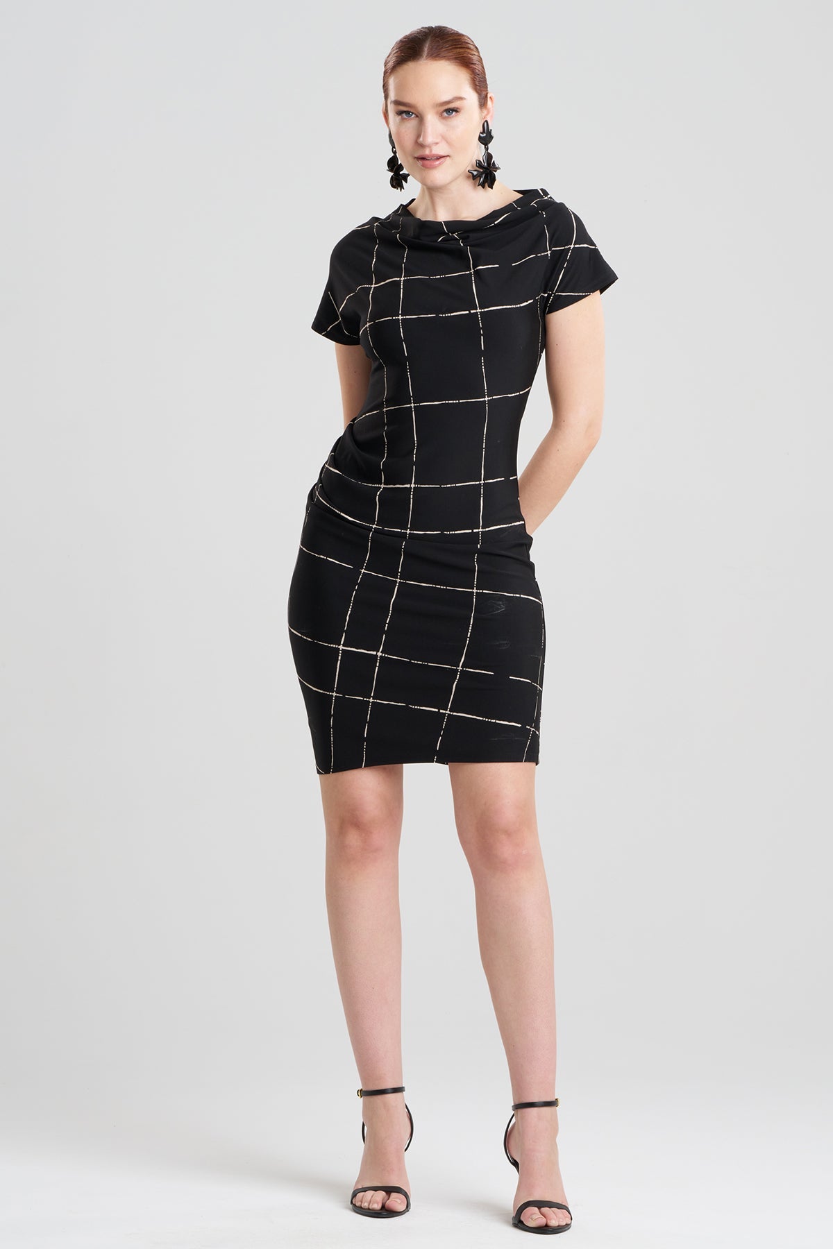 Zia Crepe Knit Asymmetric Drape Dress