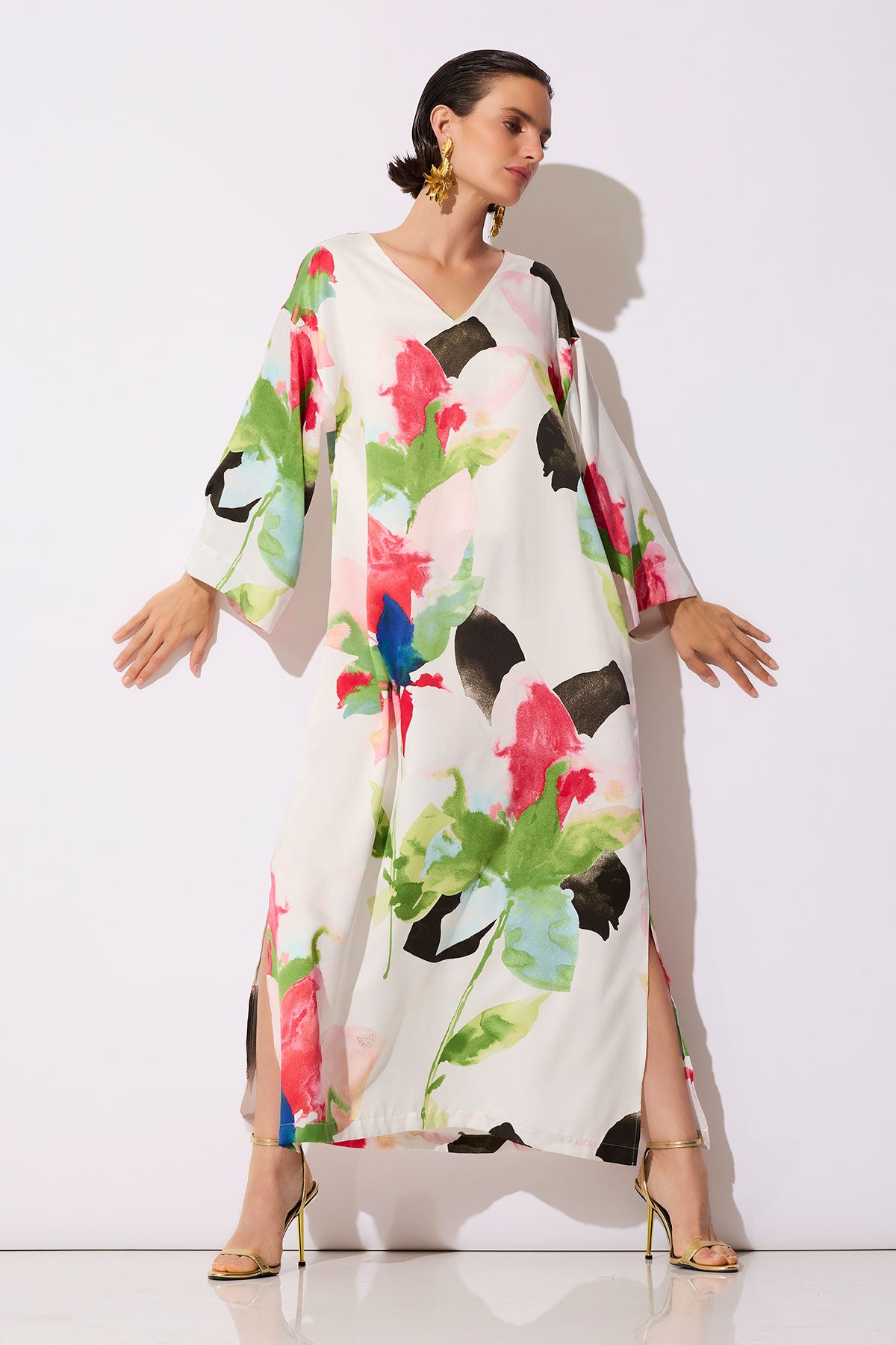 Calypso Printed Charmeuse Caftan