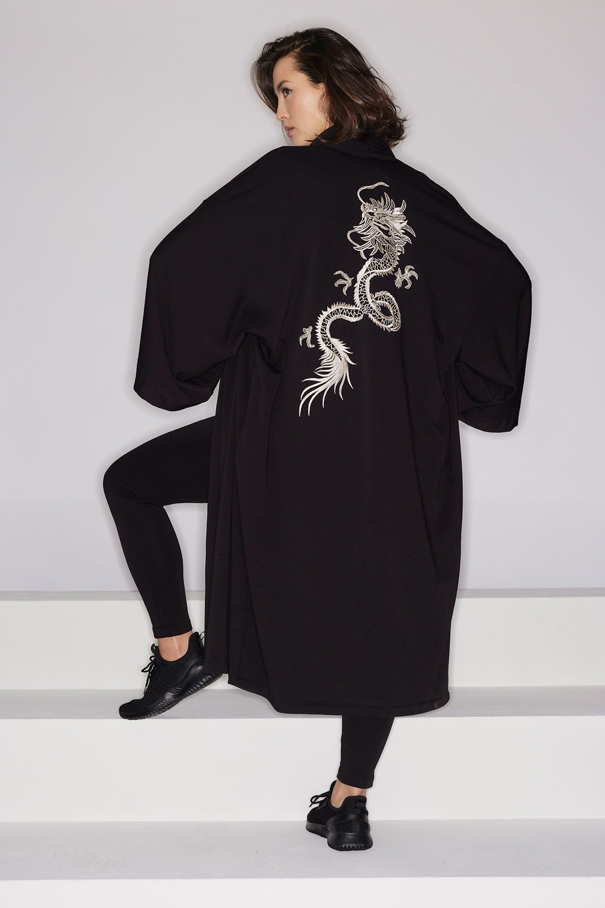 Cocoon Brushed French Terry Dragon Embroidered Robe