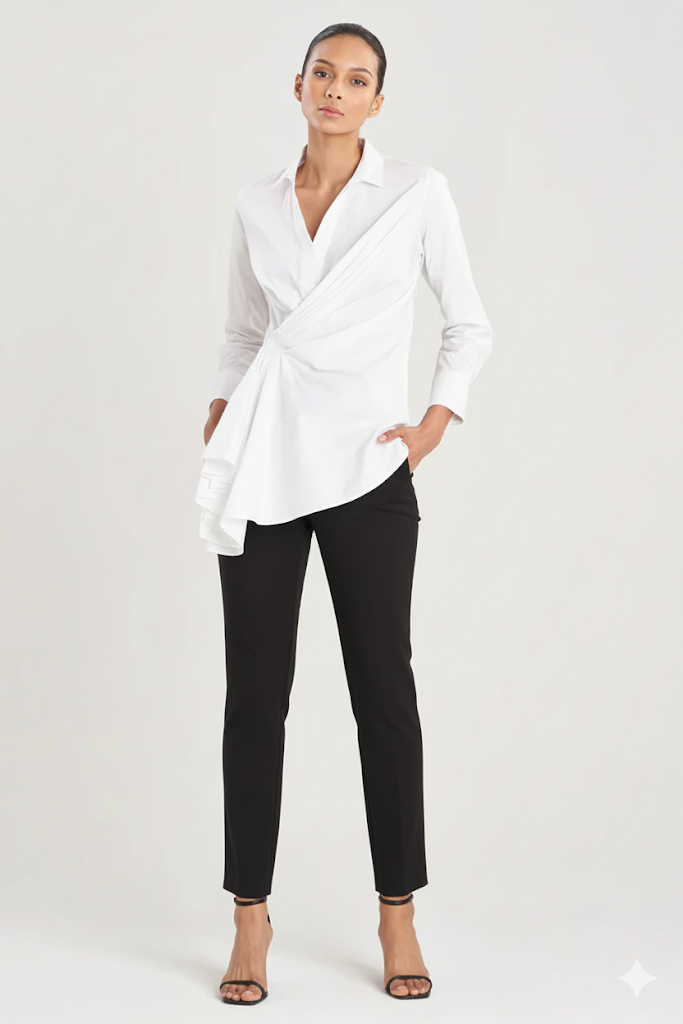 Cotton Poplin Side Drape Shirt