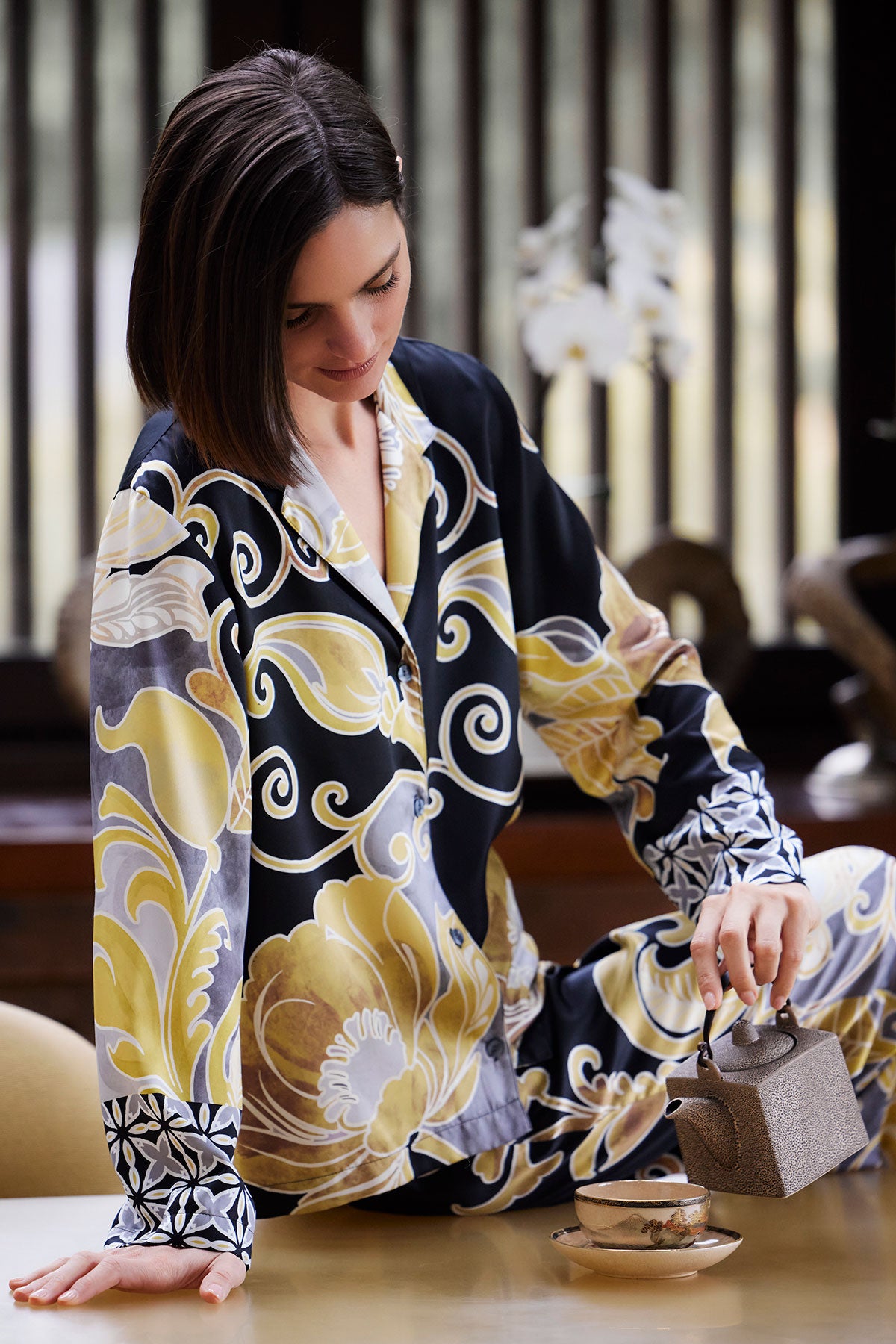 Deco Printed Charmeuse Notch PJ