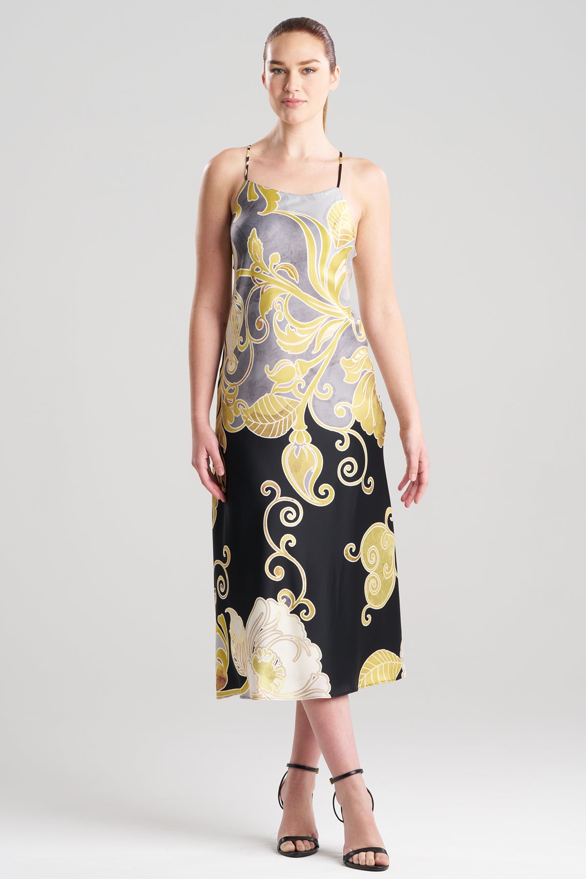Deco Printed Charmeuse Slip Dress