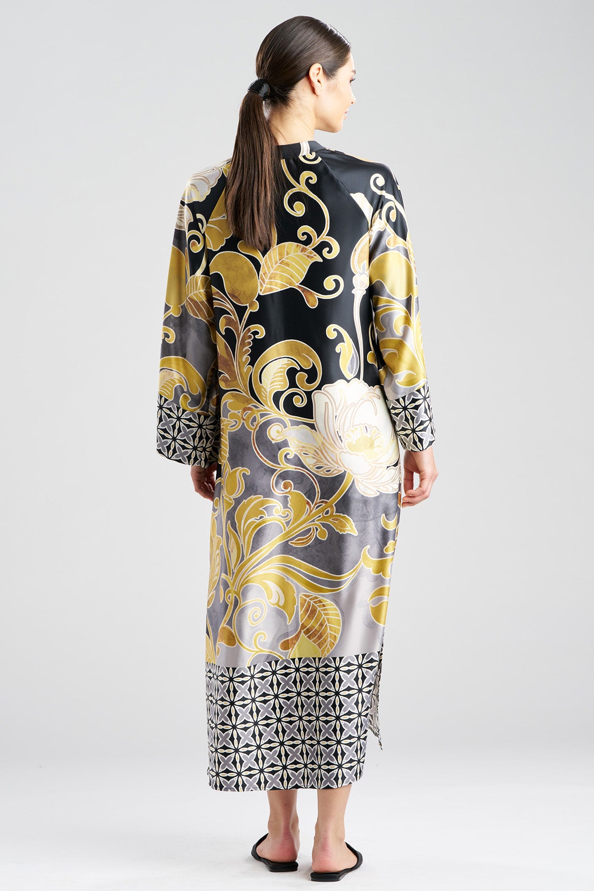 Deco Printed Charmeuse Zip Caftan
