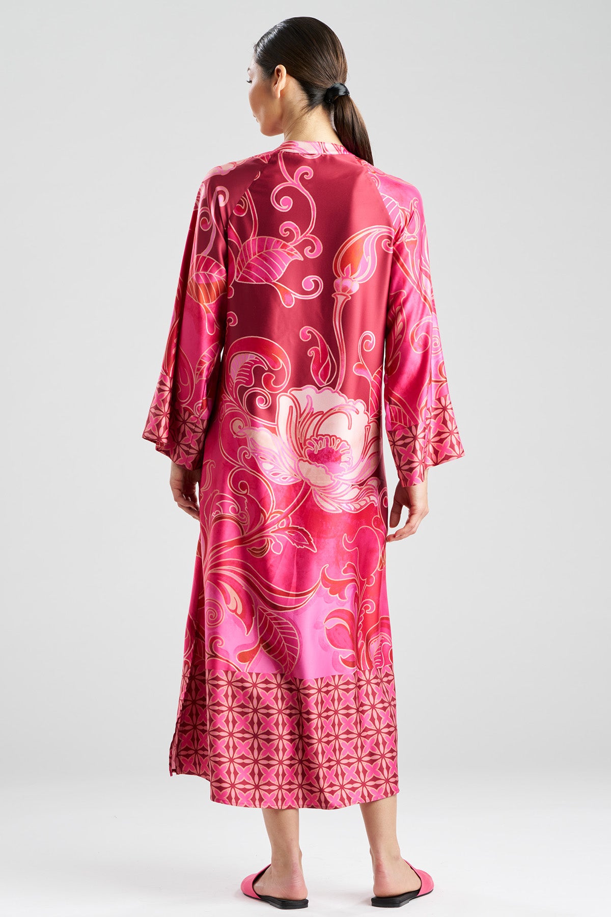Deco Printed Charmeuse Zip Caftan
