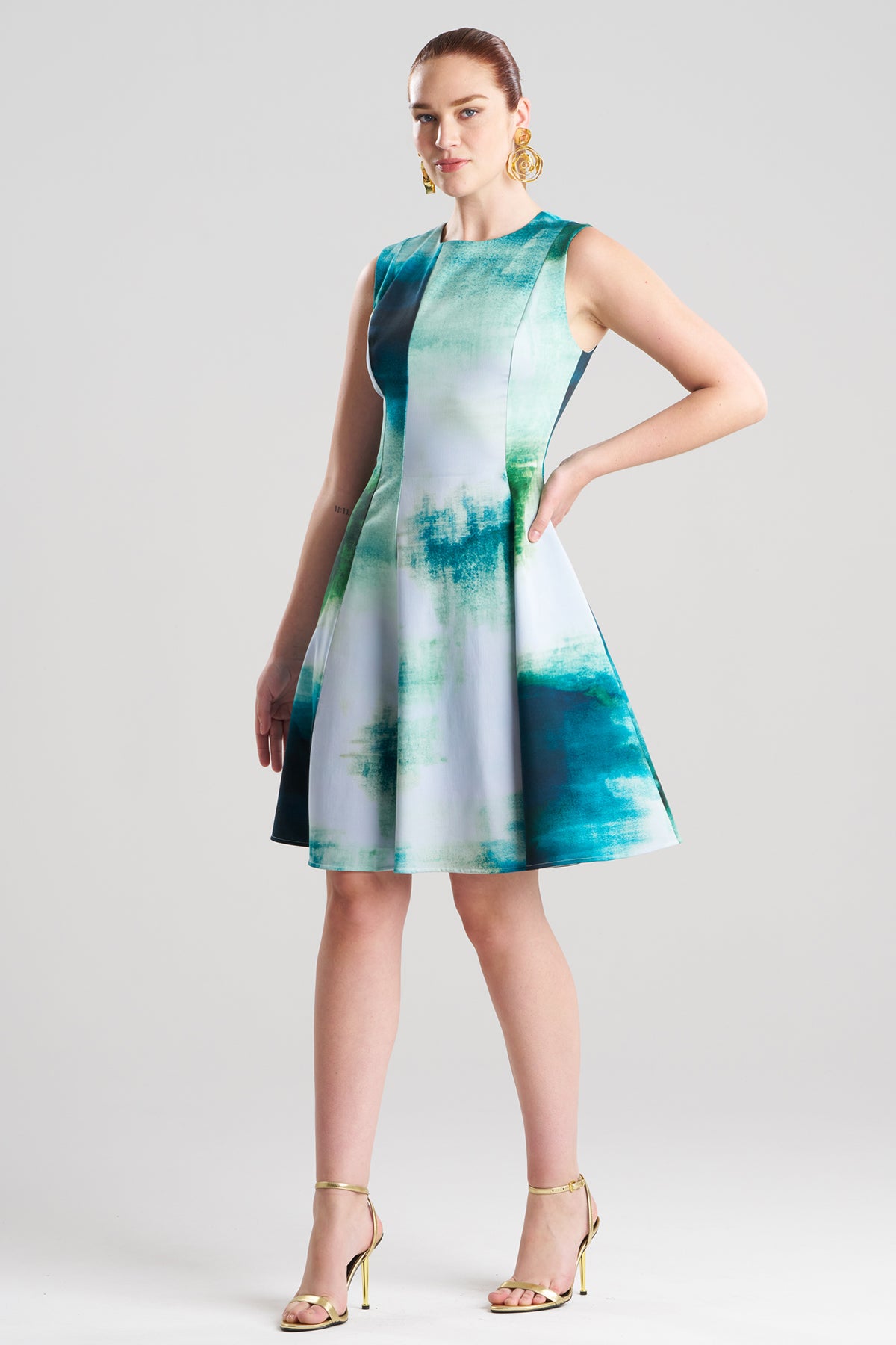 Hisui Cotton Chino Fit & Flare Dress