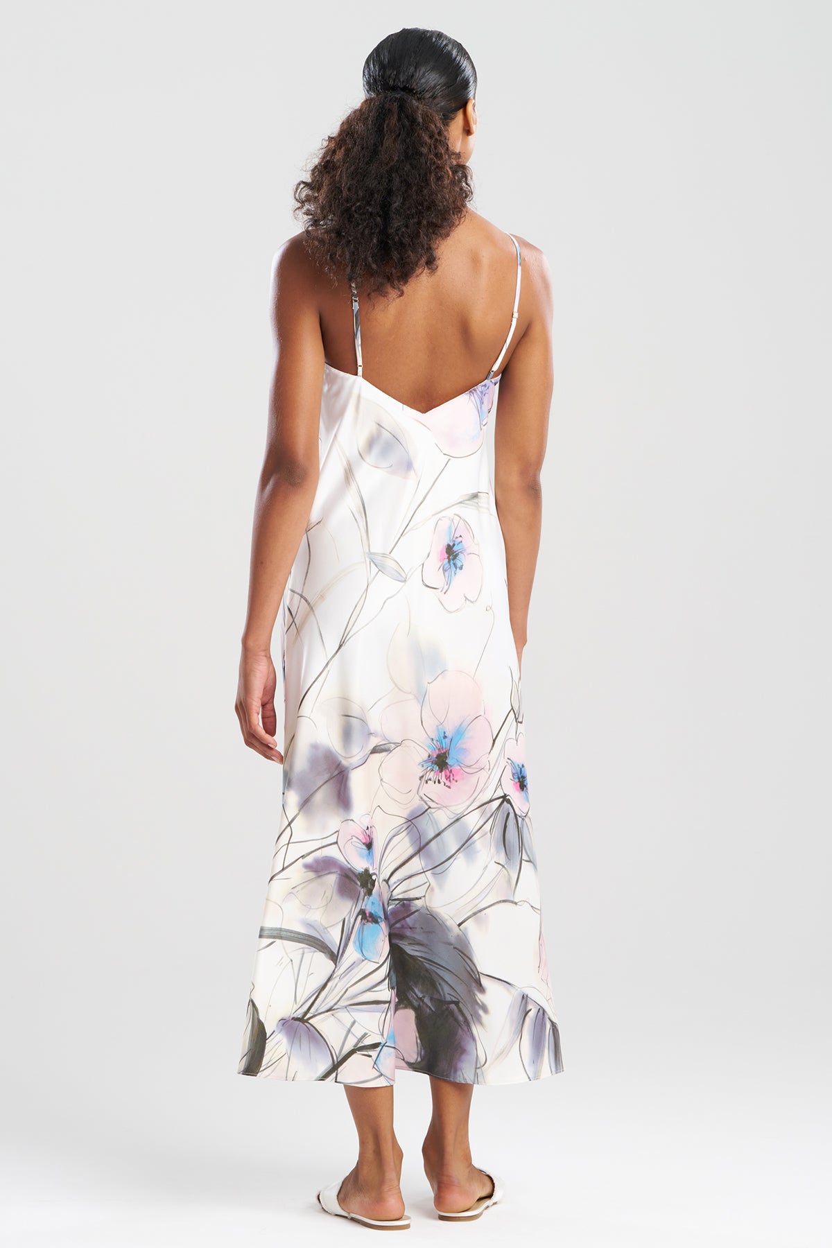 Hiyaku Printed Charmeuse Slip Dress