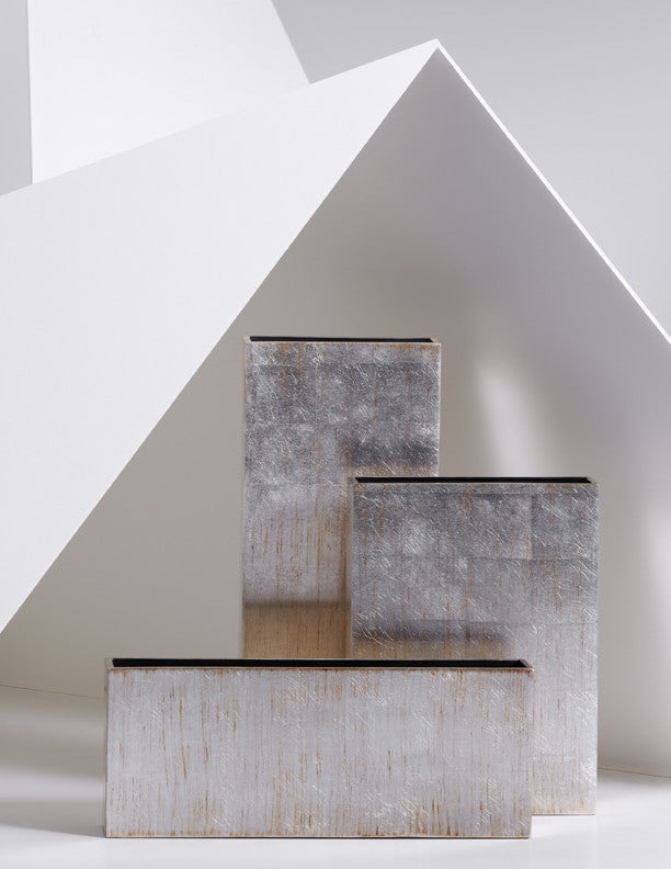 Lacquer Rectangular Vase - foil antique silver