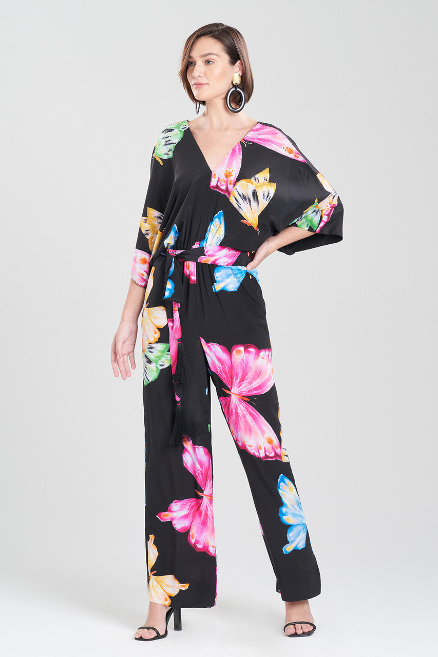 Kyoko Butterfly Beaded Jumpsuit - black multi