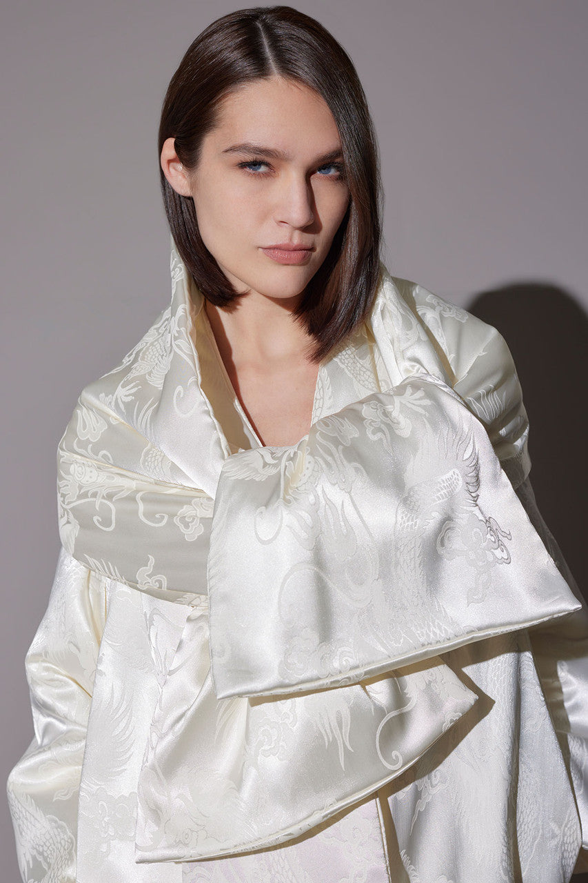 Ryu Jacquard Padded Scarf - cream