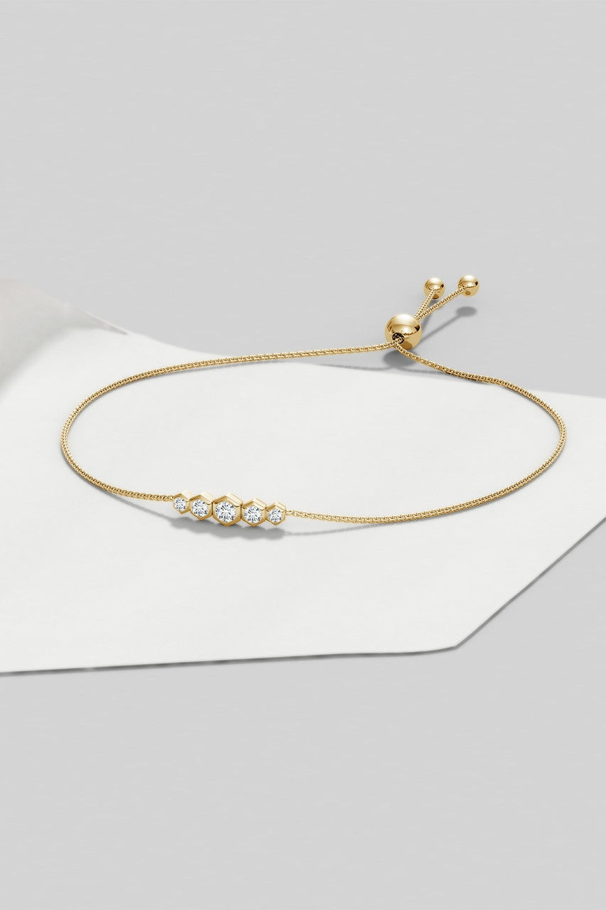 Indochine 14k Tapering Hexagon Diamond Bar Bracelet