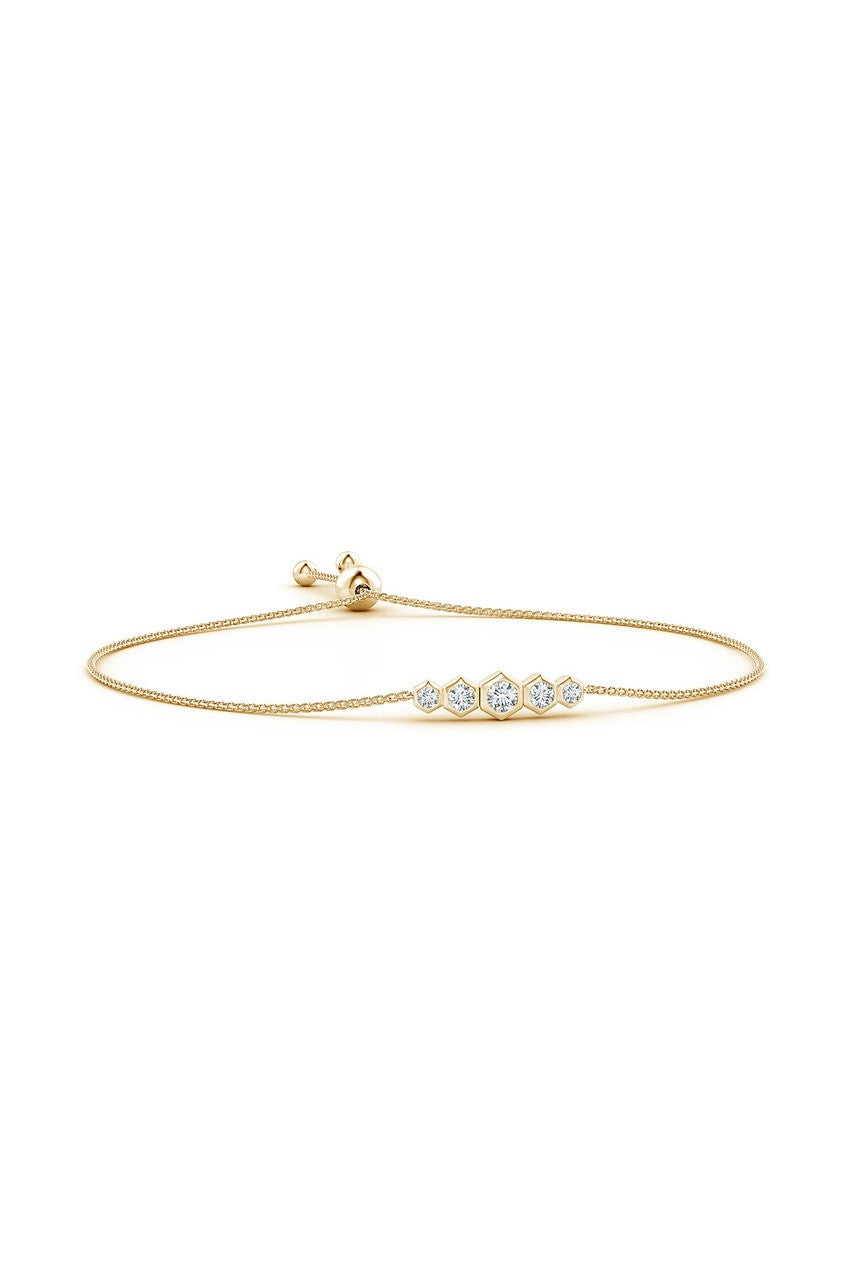 Indochine 14k Tapering Hexagon Diamond Bar Bracelet