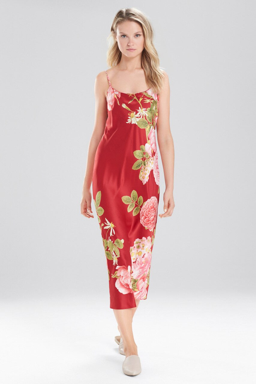 Mandarin Printed Gown - red
