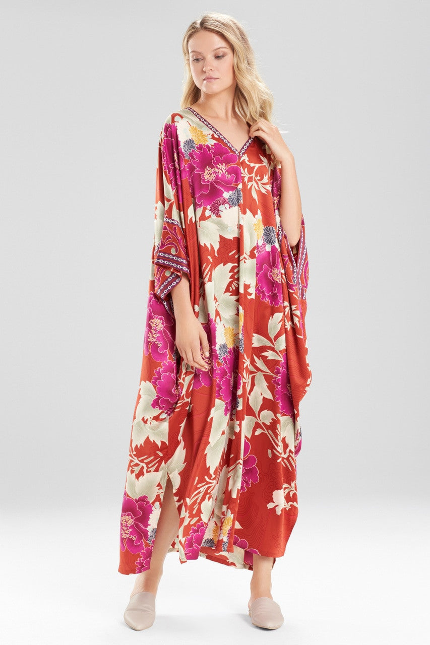 Auburn Floral Caftan - red orange