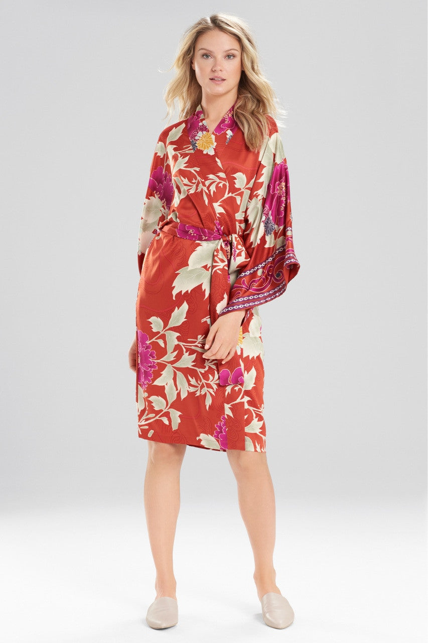Auburn Floral Robe - red orange