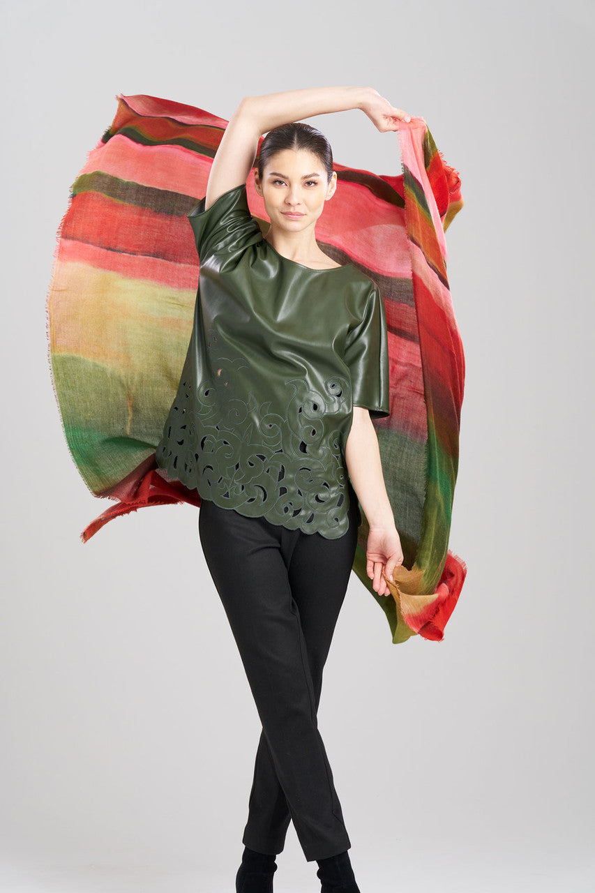 Ombre Print Wool Scarf - paprika