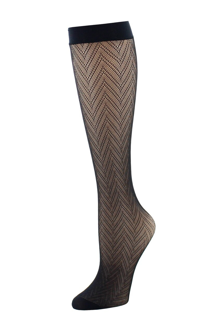 Chevron Net/Solid 2 Pair Trouser Socks - Black