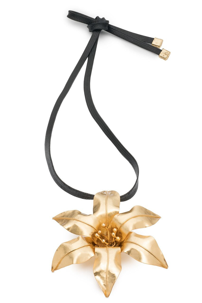 Brass Floral Necklace - gold brass