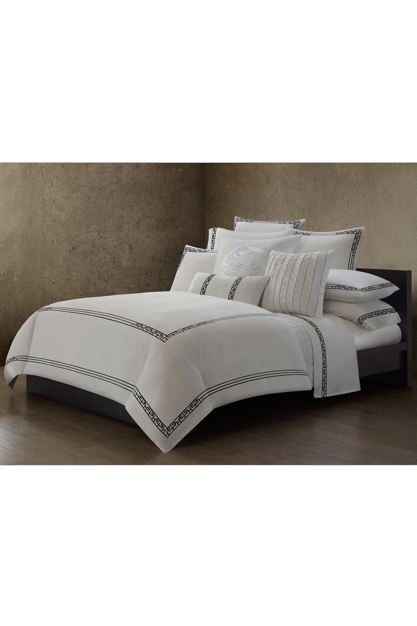 Ming Fretwork White/Black Pillow Case - white/black